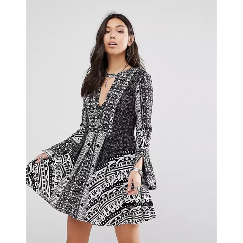 Free People Tegan Border Printed Mini Dress - Picture 2 of 13